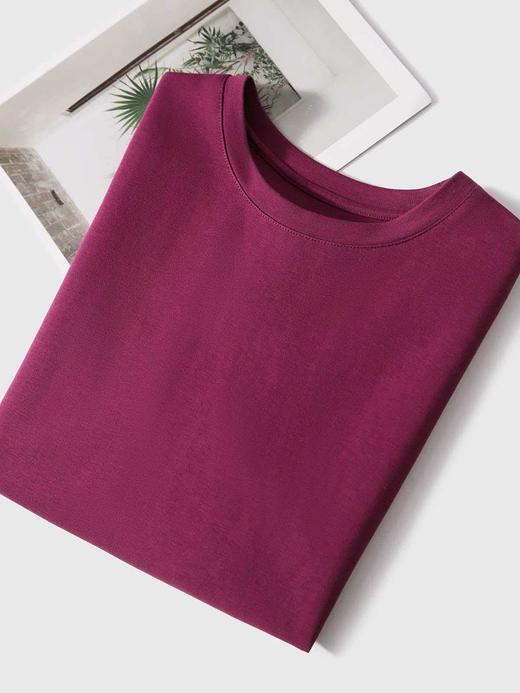 巨显白火龙果双面棉极简短袖T恤 商品图13