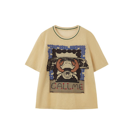 谜底套头针织衫短袖2026夏新品趣味提花透气质感毛衣女262MZ0760 商品图4