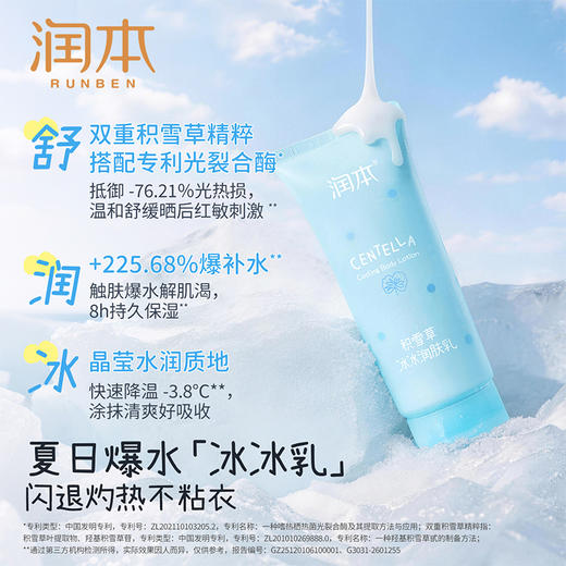 润本积雪草冰冰润肤乳 夏天身体乳 0岁+专研  舒缓晒后泛红 冰凉一夏 商品图2