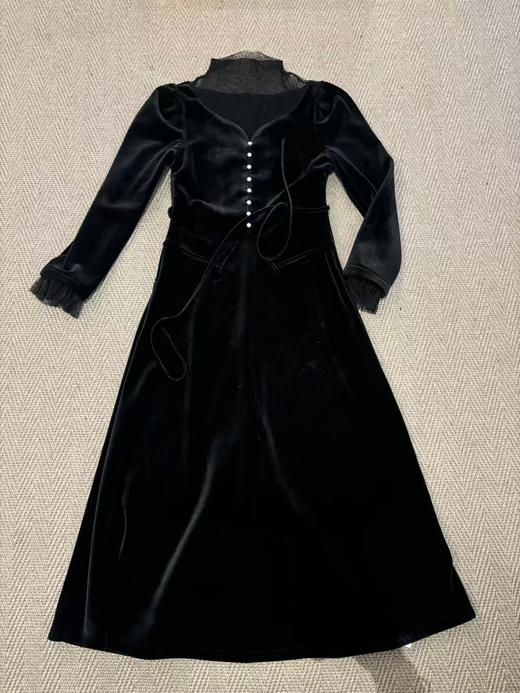 【门店同款】ENJOY冬季蕾丝拼接丝绒长裙 160495680 商品图0