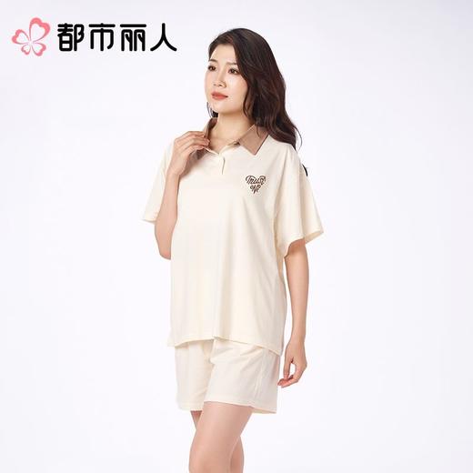 都市丽人女士睡衣CVC单面家居服短袖短裤棉质套装LHC0A5 商品图1