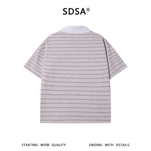 SDSA男装2026新款高贵轻奢韩系撞色条纹刺绣字母翻领短袖T恤百搭 商品图1