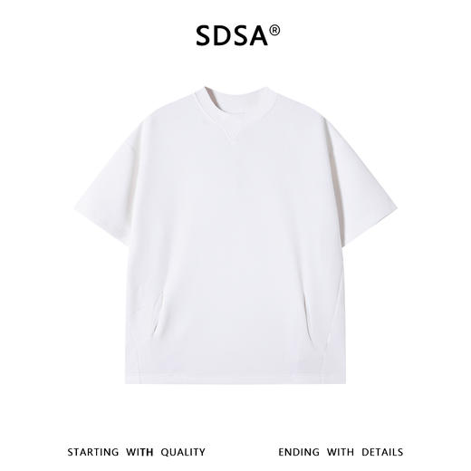 SDSA男装2026新款轻奢立体口袋三角领结构剪裁宽松短袖T恤百搭 商品图0