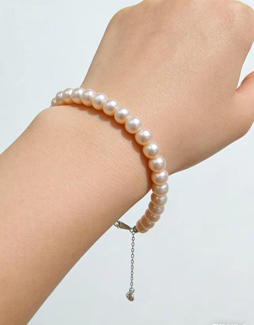 极光算盘珠 5-6mm淡水珍珠手链 纯银延长链 复古雅致 [发：29] 商品图0