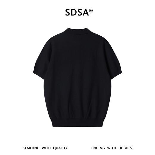 SDSA男装2026高贵轻奢老钱风简约纯色华夫格针织翻领短袖T恤百搭 商品图1