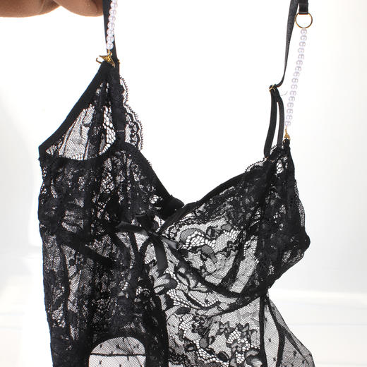 漫渺情趣内衣珍珠吊带蝴蝶连体衣少妇开档性感蕾丝透视睡衣代发新 商品图3