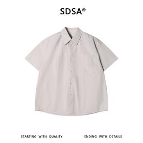 SDSA男装2026新款高贵轻奢基础款宽松短袖衬衫弧形下摆休闲上衣