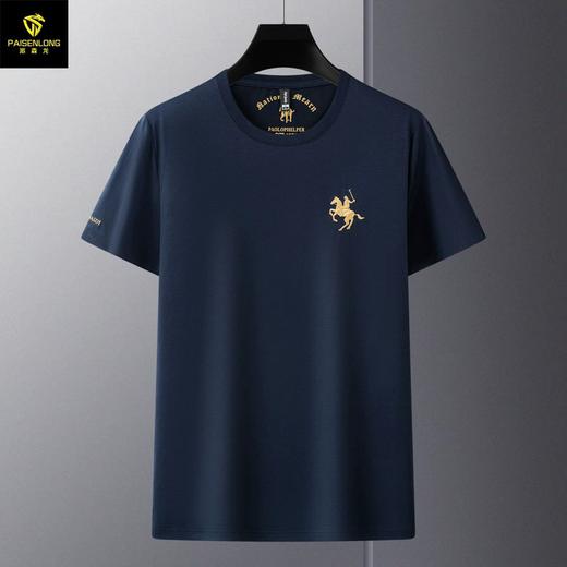 派森龙夏季丝光棉短袖t恤衫男士中性潮牌男装中年爸爸圆领衣服男 商品图0