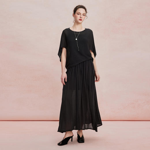 RF602斯尔丽26新款轻薄亚麻质感显瘦廓形上衣+松紧半裙休闲 商品图5