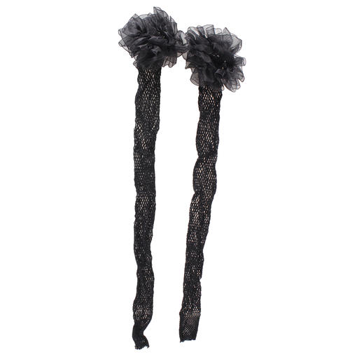 漫渺清纯木耳花边网袜黑色性感花边情趣大眼渔网袜女中长筒蕾黑丝 商品图5