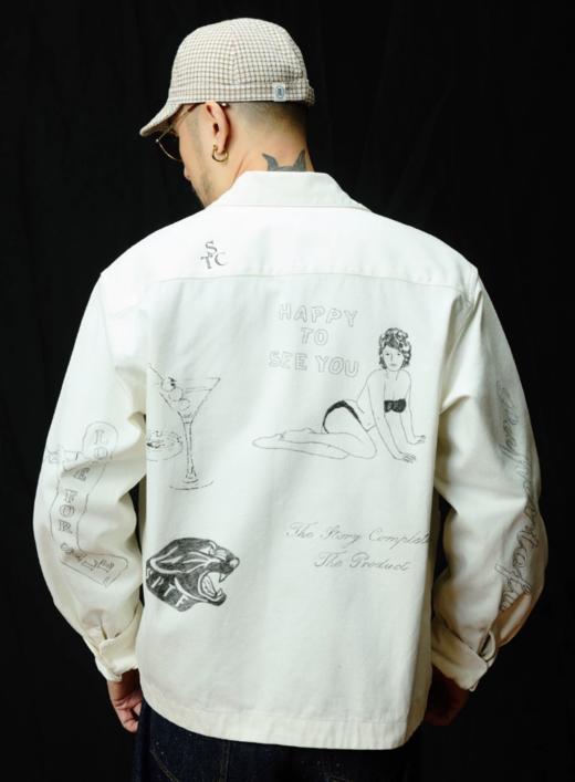 SUPERTOFU (SPTF)/CMKS-AW25-J277/手绘印花 数码直喷 复古做旧 工装翻领夹克外套 商品图0