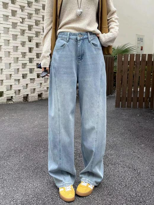 F040305春夏季新款四面弹杨桃裤女春季休闲百搭宽松阔腿牛仔裤拖地长裤 商品图9