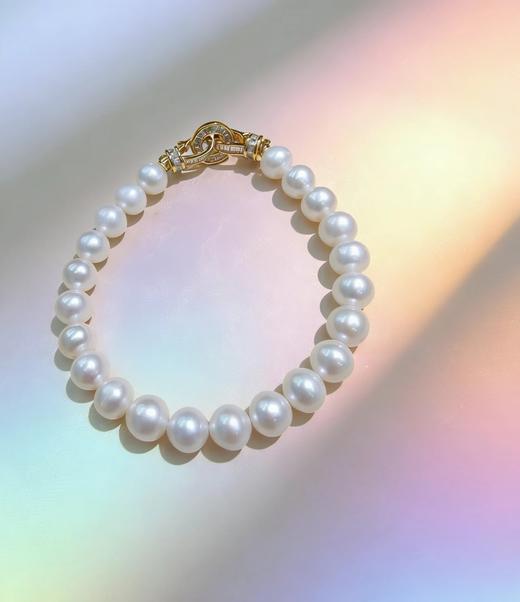 无核强光近正圆 8-9mm珍珠手链 纯银扣 无瑕高亮 [发：31] 商品图0