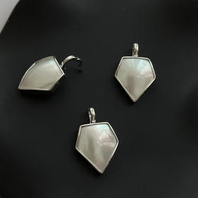 纯银几何母贝万能扣吊坠（不含链）