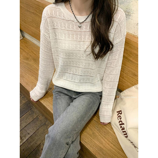 <曾小咸推荐>4.5现货秒杀 ！微信超特价！韩系镂空针织长袖t 日常179.99 立减100 秒杀79.99！！ 商品图2