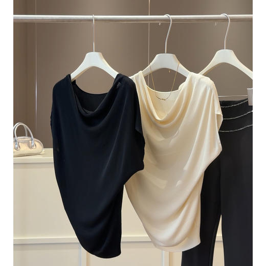 法式荡领冰丝针织衫女夏新款气质显瘦百搭简约高级感洋气别致上衣 商品图1