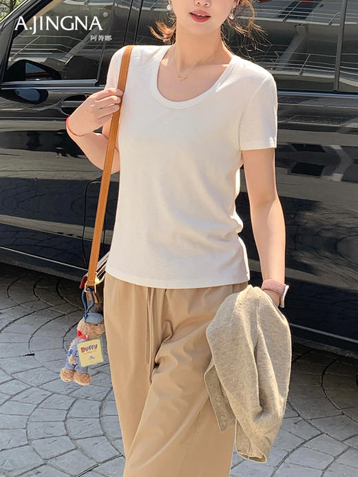 【率性时髦】阿菁娜极简风法式慵懒短袖T恤F31C301026 商品图1