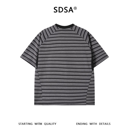 SDSA男装2026新款高贵轻奢韩系撞色条纹小标圆领短袖T恤百搭上衣 商品图1