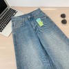 F040304春季新款阔腿牛仔裤女高腰垂感带钻满天星爆闪烫钻直筒长裤 商品缩略图2