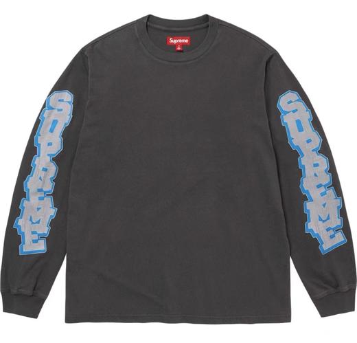 F040307春夏季新款复古做旧男女同款双臂彩色印花字母宽松长袖T恤 商品图0