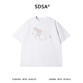 SDSA男装2026新款高贵轻奢时尚潮牌小马印花圆领短袖T恤百搭上衣