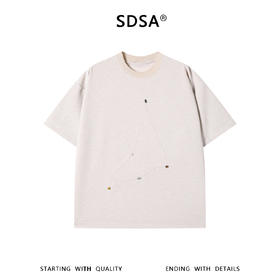 SDSA男装2026新款高贵轻奢座线迹彩石装饰宽松短袖T恤百搭时尚
