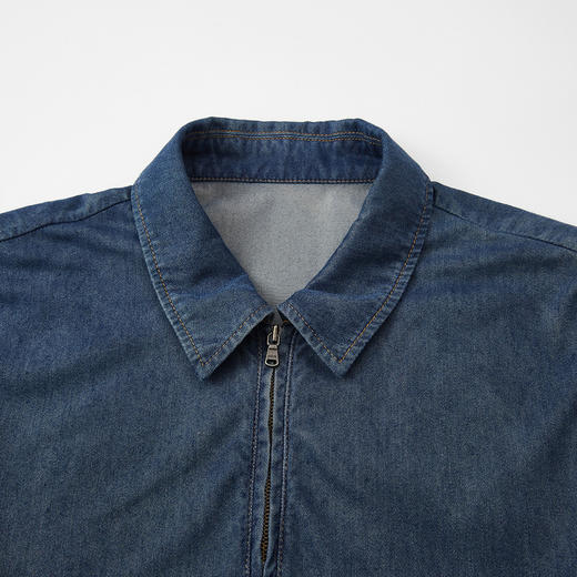 谜底牛仔衬衣无袖2026夏新品半拉链拼接丝巾印花上衣女262MS0456 商品图3