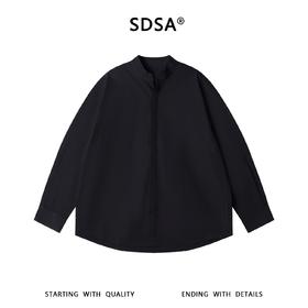 SDSA男装2026新款高贵轻奢潮牌新中式立领衬衫暗门襟宽松长袖衬衫