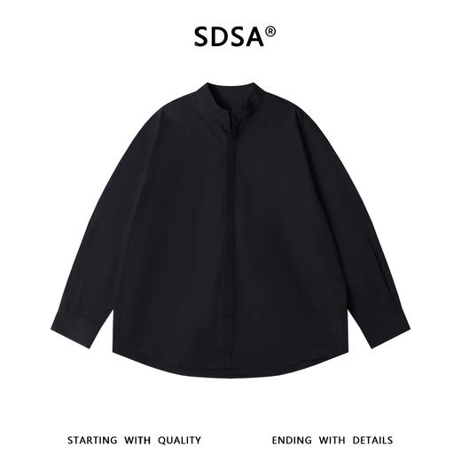 SDSA男装2026新款高贵轻奢潮牌新中式立领衬衫暗门襟宽松长袖衬衫 商品图0