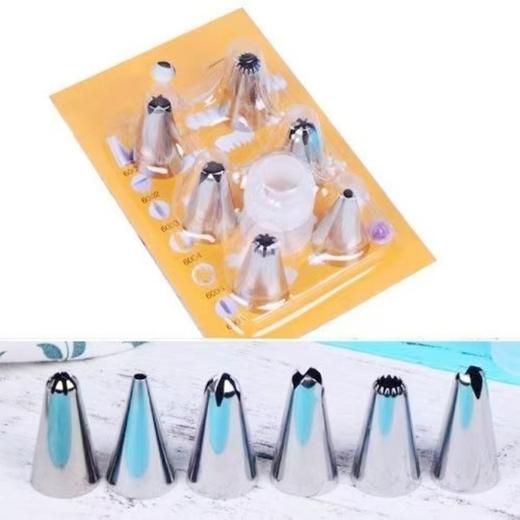 不锈钢6件套裱花嘴套装 蛋糕奶油裱花曲奇泡芙 不锈钢迷你款小裱花嘴6个装＋转换器1个 商品图0