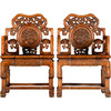 清	榉木透雕灵芝纹扶手椅（一对） 商品缩略图5