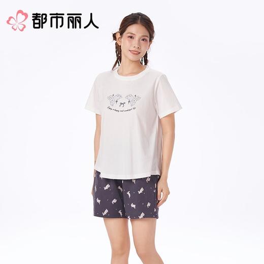 都市丽人睡衣女士睡衣薄家居服32支纯棉单面睡衣女士棉质短袖套装女装短袖短裤LHC2B3 商品图1