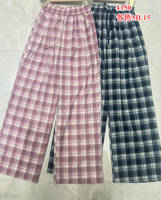 【门店同款】ENJOY夏季韩版格纹阔腿裤 162272148 商品图0