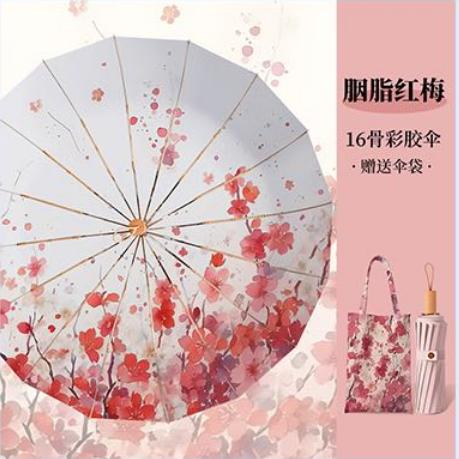 直发 骨架超稳，AVRNA新中式16骨彩胶伞 ，UPF50+防晒效果99.9% 商品图9