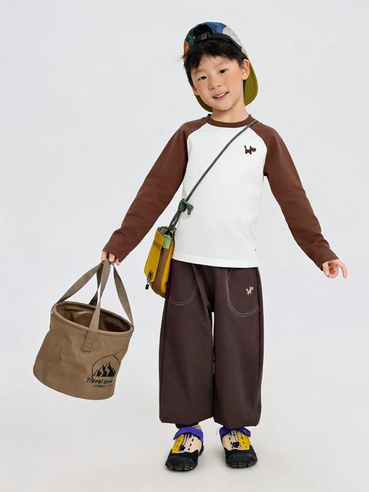 直发 【三件套】韩国订单 儿童插肩袖撞色T恤➕宽松条纹长袖➕儿童0压重束脚长裤 商品图2