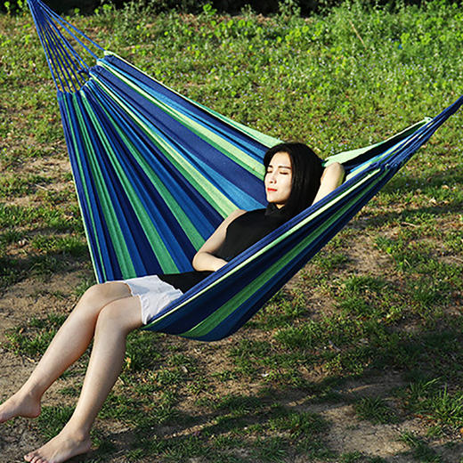 【送收纳袋！防侧翻帆布吊床】体会自然放松的滋味，野外垫单人吊床双人秋千带木棍，户外产品露营系列野餐家庭整理L 商品图2
