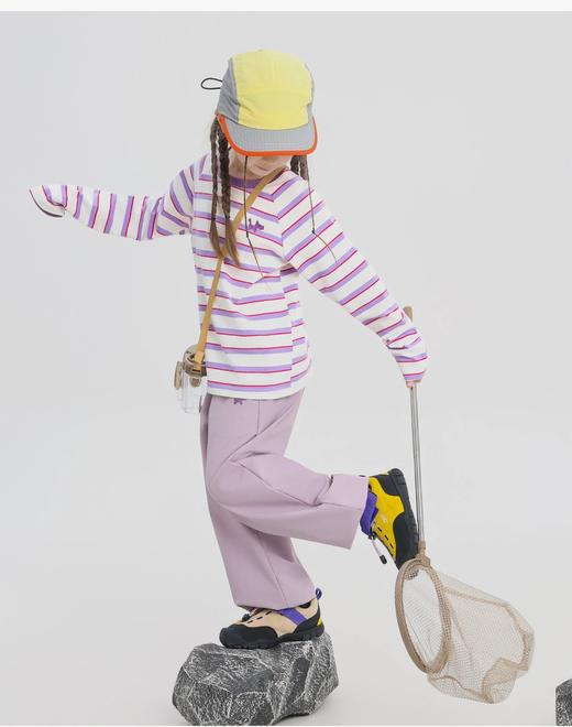 直发 【三件套】韩国订单 儿童插肩袖撞色T恤➕宽松条纹长袖➕儿童0压重束脚长裤 商品图3