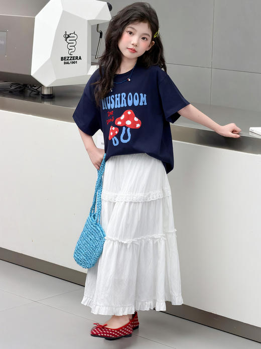 🍧夏日温柔风必备💕韩系元气少女氛围感穿搭👧【吉米故事▪韩系童趣蘑菇印花短袖T恤➕️蕾丝拼接蛋糕长裙】 | 匠心之作 始于颜值，忠于品质 自带高级感的春天 商品图5