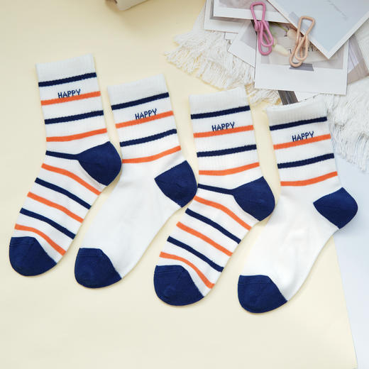 【6双6折】【32-35码】大童AB版条纹袜子网面童运动袜精梳棉袜【2双装】【2613208】 商品图0