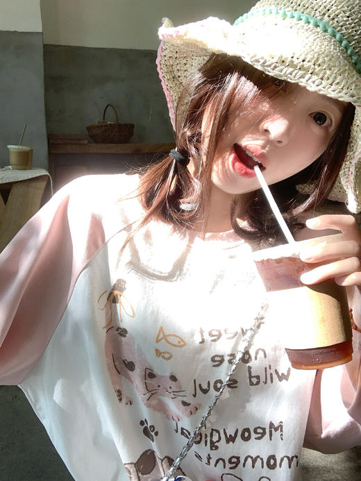 <曾小咸推荐>4.5现货秒杀 ！微信超特价！韩系印花撞色长袖 日常159.99 立减90 秒杀69.99！！ 商品图6