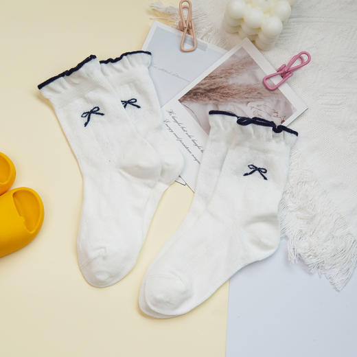 【6双6折】【26-32码】夏季薄款花边公主袜中筒精梳棉时尚袜子女宝棉袜【2双装】【2613203】 商品图0