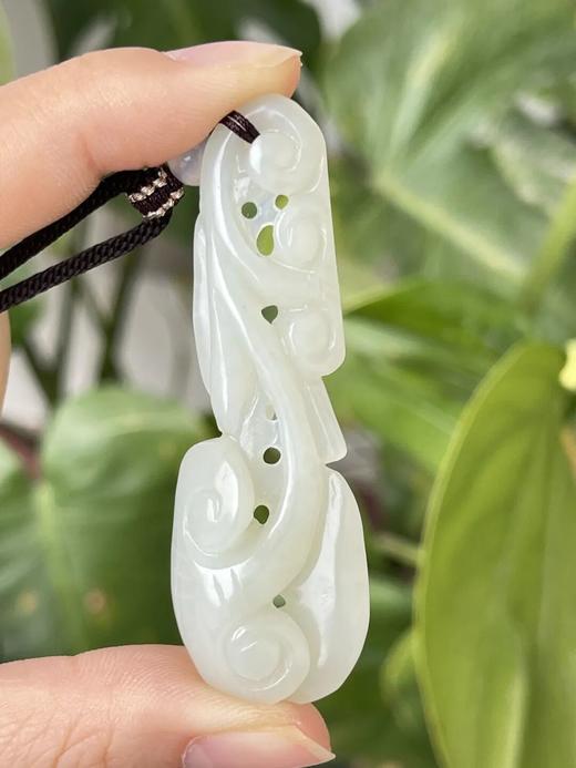 羊脂白玉镂雕灵芝形吊坠，顺丰包邮 商品图12
