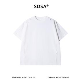 SDSA男装2026新款高贵轻奢美式简约铆钉设计圆领短袖T恤百搭时尚