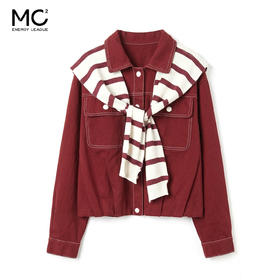 女装翻领配披肩短款外套-8011J5232002