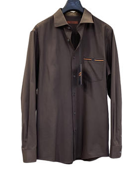 男款刺绣口袋长袖衬衫zo