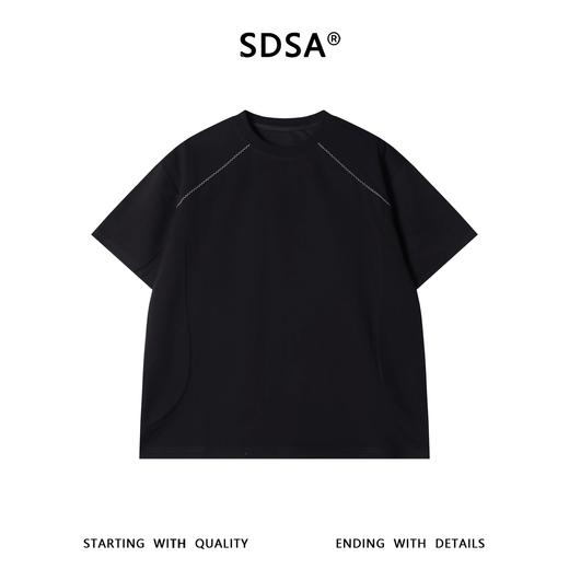 SDSA男装2026新款高贵轻奢日系简约明线撞色圆领短袖T恤百搭时尚 商品图0
