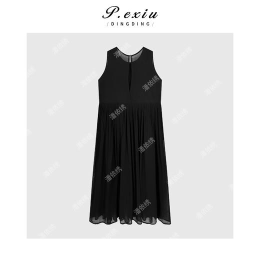 PanYiXiu/潘依绣【沉雾流霜】100%人丝法式气质圆领无袖连衣裙 W-63719 商品图3