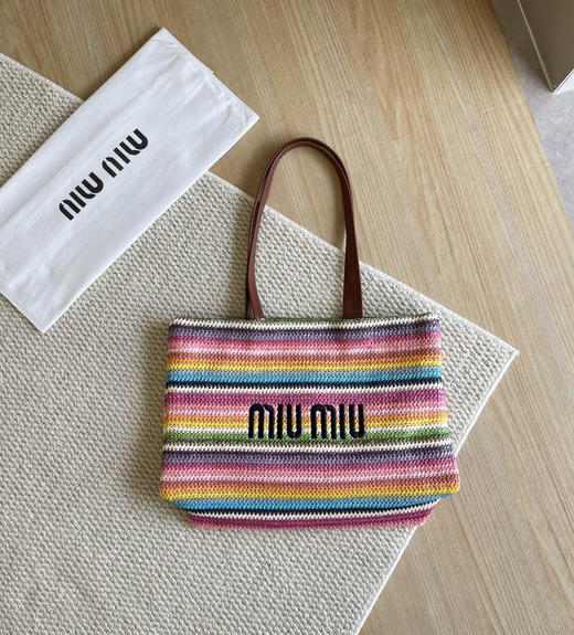 Miu家彩色新款编织托特包 商品图3