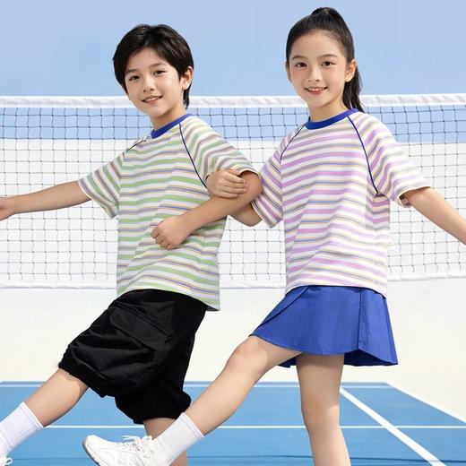 【儿童款撞色条纹T恤】 落肩宽松 随心穿不束缚  商品图0