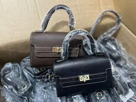 纯元！出口订单！复古PU小金扣小方包手提➕斜挎双背 商品图3